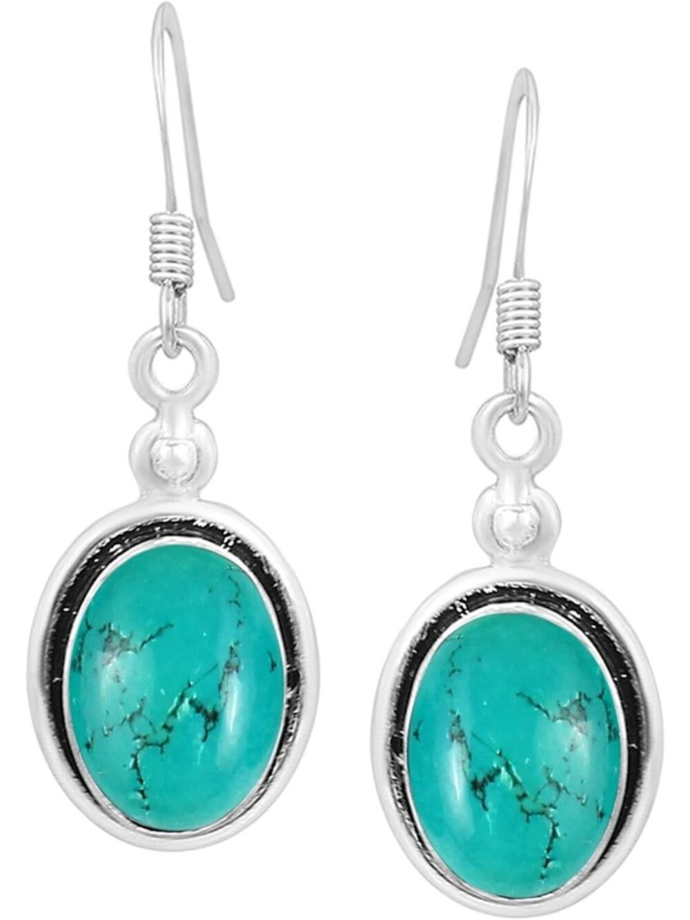 Elegant Natural Gemstone Dangle Earrings, 925 Silver Plated, Oval Shape for